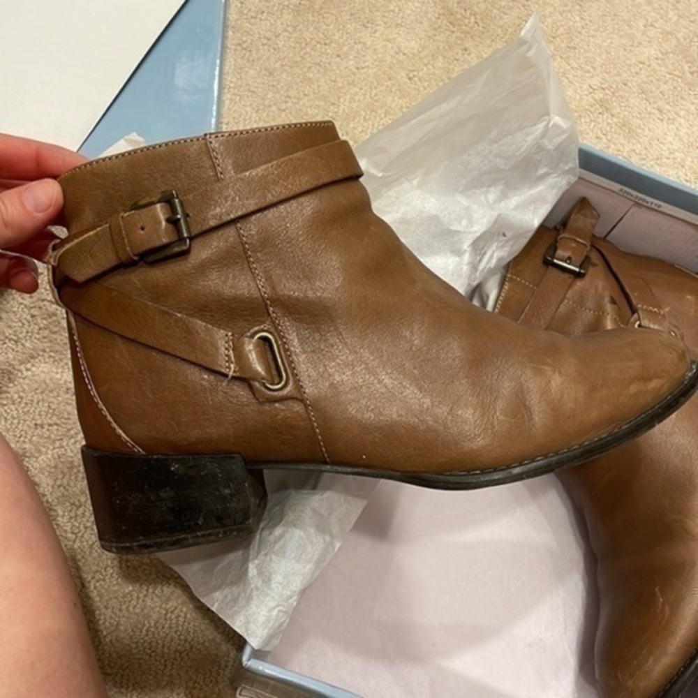 Anthropologie Seychelles Gibson Brown Leather Wrap Booties Size 8.5